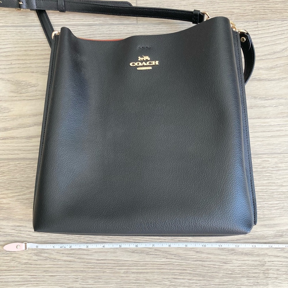 Coach Black Leather Shoulder Bag with Gold Accents - Picture 6 of 11